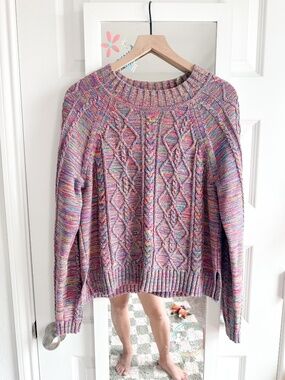 GAP Multicolor Cable Knit Crewneck Sweater Medium Tall